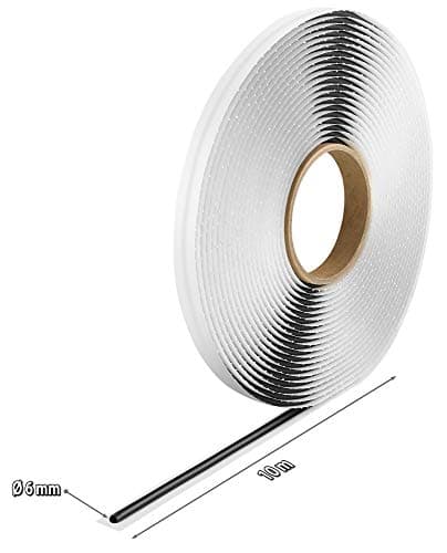 Poppstar cordon adhésif rond en butyle (10 m x 6 mm), Mastic butyle, Joint rond, caoutchouc Noir