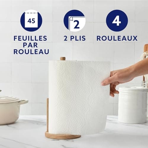 by Amazon Essuie-tout ULTRA, Extra Absorbant, 4 Rouleaux (1 Paquet de 4), 45 Feuilles par Rouleau, Essore et Réutilise, Certifié FSC