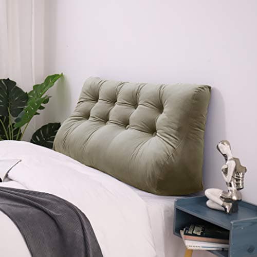 Johnear Coussin de Dossier Haut rembourré pour canapé lit Dossier Grand Triangle, Double Boutonnage Oreiller lit Coussin de Lecture, Coussin Lombaire, Coussin de Dos en Velours (Chameau 140cm)