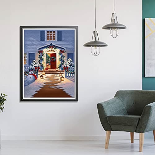 Showker DIY Broderie Diamant Kit Complet Scène de neige, 5D Diamond Painting Complet père Noël Rond Point De Croix Broderie Décoration Chambre Bureau Murale À La Maisonr 30x40cm Taille unique