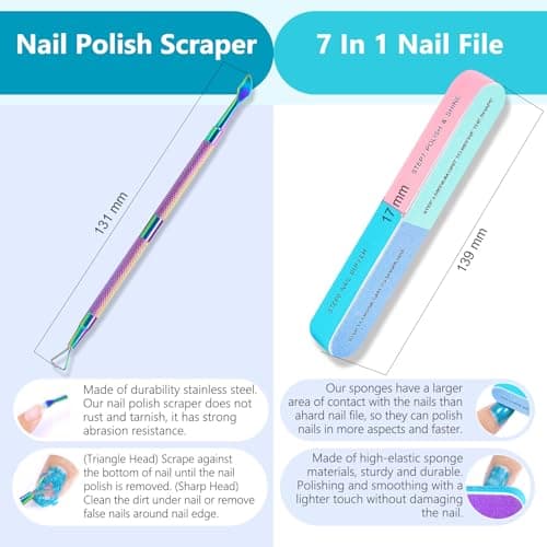 Dissolvant de Vernis à Ongles en Gel Paquet de 2 avec Lime a Ongles & Pousse Cuticule, Remover Vernis Semi Permanent, Enlève Facilement et Rapidement Vernis Gel en 3-5 Minutes, ne Blesse Pas Ongles