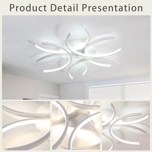 Dceinz LED Plafonnier Chambre Dimmable Moderne Luminaire Plafonnier et Télécommande Salon 6000K Éclairage de Plafond APP Grande Salon Lampe Plafond Métal Blanc pour Salle À Manger, Cuisine