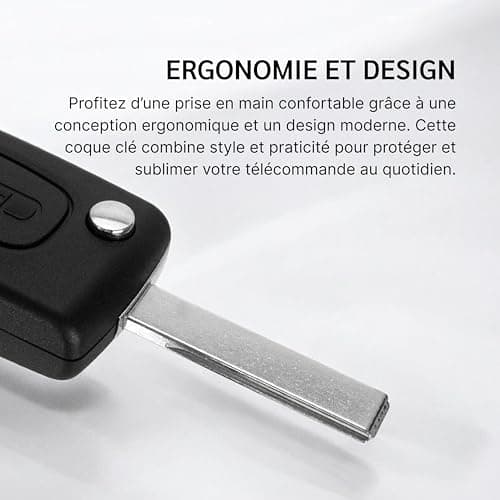 Energy 01 - Coque Clé Compatible Citroen C2 C3 C4 C5 C6 C8 Xsara Picasso Berlingo - Peugeot 207 307 308 407 408 3008 5008 Partner 807 1007 - Fiat ULYSSE (3 Boutons - Citroen, VA2 - CE0536)
