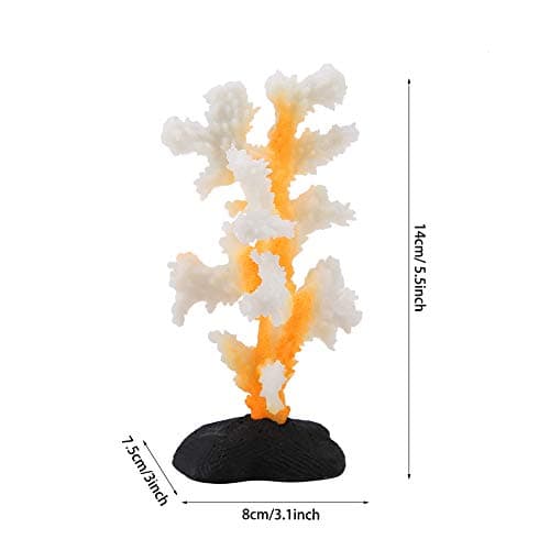 Smandy Corail Artificiel, Corail Lumineux de Silicone d'usine de Simulation pour la décoration de réservoir de Poissons Ornements d'aquarium(Jaune)