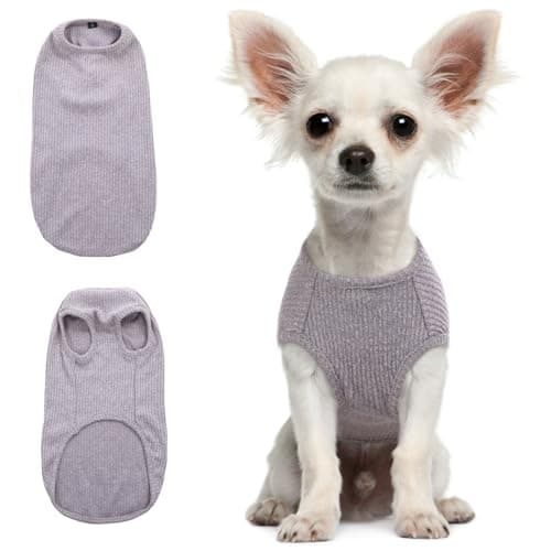 Hjumarayan Tee Shirt Chien - Pull Rayé pour Chien Sweat Chien Fin Pull Chien, Vetement pour Chien Chat T Shirt Chien Tee Shirt Chien Ete T Shirt pour Chihuahua Yorkshire Terriers (Gris XS)