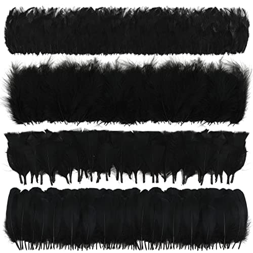 MWOOT 400 Plumes Naturelles, Plumes Decoration Noires, 7-15CM Plumes Loisirs Creatifs, 4 Assorties Plumes Artisanat pour Attrape Rêves Décoration Pâques Guirlande Noël; Crafts DIY Feathers