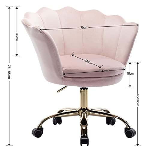 Wahson Chaise de Bureau pivotante en Velours Fauteuil de Bureau réglable en Hauteur Chaise pour Chambre à Coucher/Coiffeuse (Rose Clair)