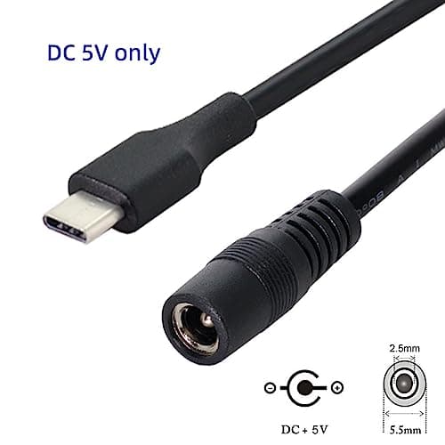 CY Câble USB 3.1 Type C USB-C vers DC 5V 5.5.2.5mm câble de charge d'extension de prise d'alimentation pour tablette de téléphone portable