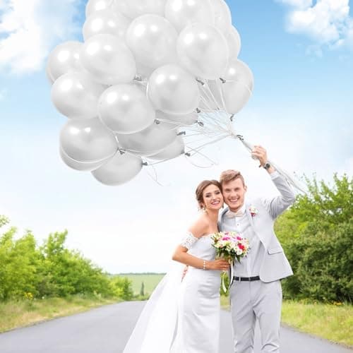 Ballons Blanc, 100pcs Ballon Blanc, 30cm 12 pouces Ballon baudruche Blanc, Ballon Blanc Mariage, Arche Ballon Blanc, Ballons Blancs pour Anniversaires Fêtes et Mariage Cérémonies