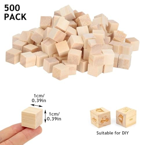 ZHMKYD13 Cube Bois, 500 Pièces 1 * 1 * 1cm Mini Cube En Bois, Cube Bois Bricolage Bloc Carré De Pin Brut Cube Bois Tilleul Cube De Bois Lisse Pour Loisirs Créatifs, Tampons, Puzzle, Jouet, Nombre