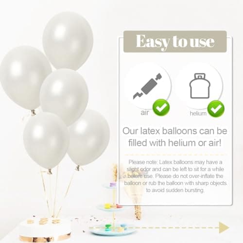 100 Blanc Ballon Nacré, Ballon Baudruche Blanc Helium Latex 30cm pour Mariage,Naissance, Bapteme Fille, Baby Shower Garcon, Anniversaire Fete