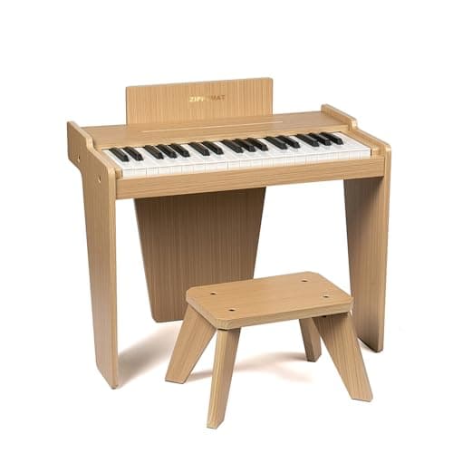 ZIPPY MAT Piano numérique pour enfants, 37 touches, instrument éducatif de musique, jouet en bois, pour filles et garçons (Chêne Basic)