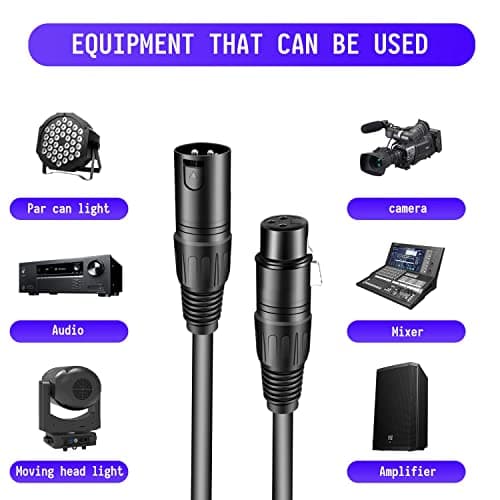 Czgor 2 mètres de Câbles DMX 10 Pièces, Flexibles 3 Broches Signal XLR Mâle à Femelle DMX Cable Pour Signal D'éclairage de Scène Connexion XLR Fil De Lumière de Scène