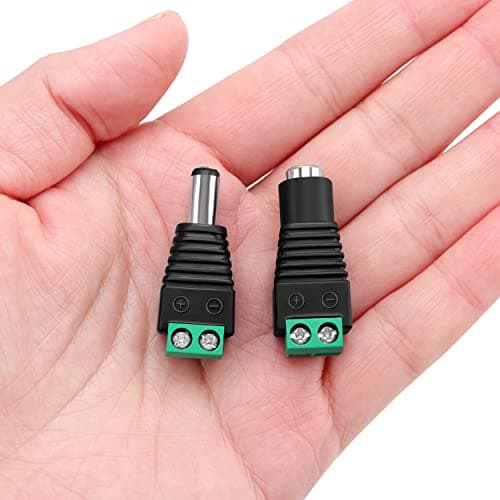 KUOQIY 7 Paires 5.5mm x 2.1mm DC Connecteur d'alimentation Mâle et Femelle, 12V Mâle Femelle Adaptateur de Prise à Vis, pour Caméra CCTV