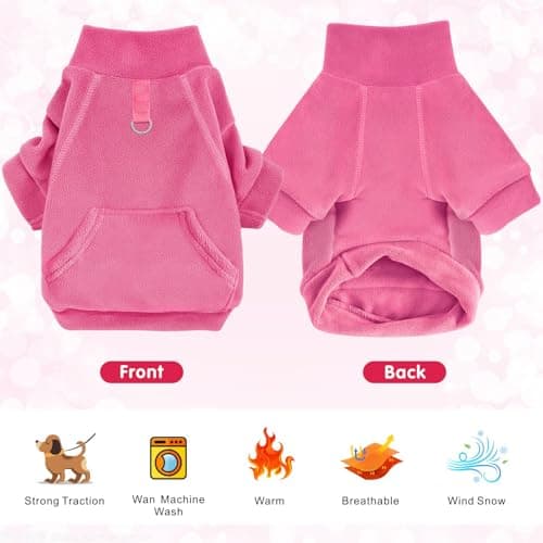 Mosucoirl Pull Chien Hoodie Animaux de Compagnie Manteau Chaud Coton Sweat Shirt Vêtements pour Chiens avec Poches Chien Pull pour Chiens Body (Les Roses, XXL)