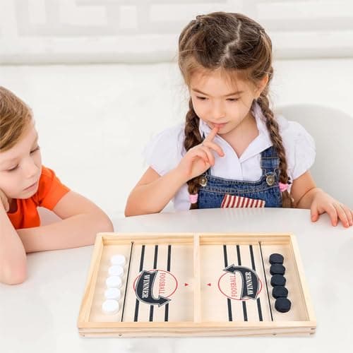Fast Sling Puck Game, Catapult Board Game Jeu de Table de Hockey Portable en Bois Jeu de Palet à Fronde Rapide Convient pour l'Interaction Parent-Enfant Jeux De Société (35 * 22 * 2.5cm)