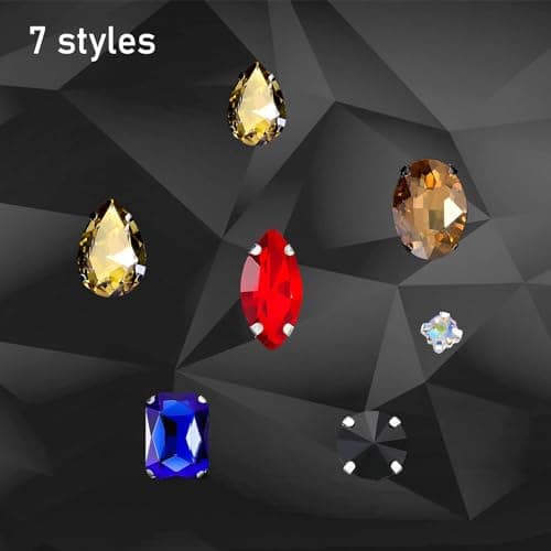 186 Pcs Couture Strass, Strass a Coudre Griffes en Métal Incrustées, Strass Decor Verre Strass Cristal Pour les vêtements de Bricolage, Les Accessoires de Diamant Cousus à la Main (Couleur Mixte)