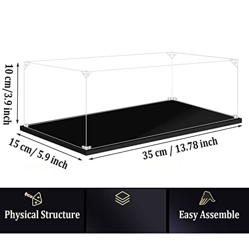 BOOVAX Vitrine pour Lego-Collection 42151/42137/42153/42161/42162 - Acrylique Figurine Vitrine Présentoir Transparent pour [Bugatti-Bolide/Lamborghini-Huracán/Formula-E-99X/Camaro-ZL1] - 35x15x10cm