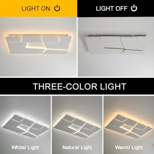 Plafonnier Led Modernes,Plafonnier De Salon GéOméTrique CréAtif, éClairage De Plafond à Intensité Variable Avec TéLéCommande,Lampe Rectangulaires 90 X 60 Cm Pour Salon,Chambre à Coucher 102W