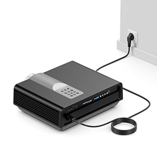 deleyCON 10m Câble d'alimentation Contact de Protection Fiche Type F (CEE 7/4) Coudé à 90° vers Le Connecteur d'alimentation C13 Connecteur Femelle PC Moniteur d'Ordinateur Imprimante Beamer - Noir