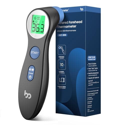 Thermomètre Frontal Bebe et Adultes, Thermometre Medical Numérique sans Contact pour la Fièvre, Thermomètre Infrarouge précis Instantané à l'opération Simple Noir
