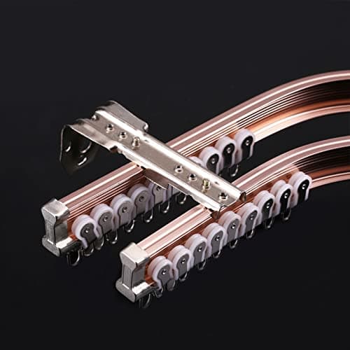 TEN-HIGH Tringles à rideaux flexibles en aluminium, Tringles à rideaux pliables, Tringles à rideaux doubles, Tringles à rideaux lourdes et luxueuses (Or rose, 2 * 3.3m)