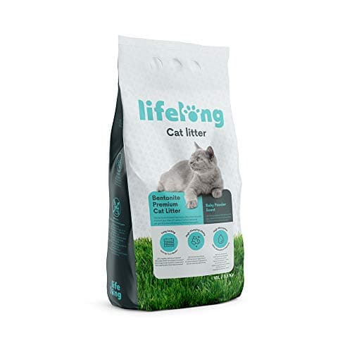 Marque Amazon - Lifelong Litière pour chats, agglomérante bentonite, parfum talc pour bébé, 10L, lot de 1