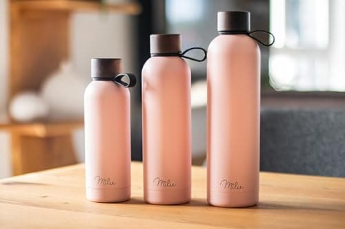 Milu Bouteille 500ml, 750ml, 1 L - d'eau en Acier Inoxydable - Double paroi isolée sous vide - Bouche Gourde Thermo Bouteilles (Rose, 1000ml)