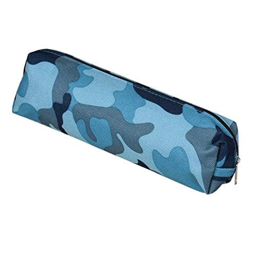 SagaSave Trousse à Crayons Camouflage - Grande capacité - Portable - Fermeture éclair - en Toile - pour étudiants, Bureau, Fournitures Scolaires - 21 x 5,7 cm - Bleu Camouflage