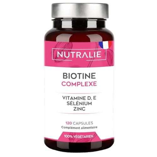 Biotine Pousse Cheveux 10.000μg - Très Rapide - GAGNANT 2022 Zinc + Selenium Vit D E - Ongles Peau - Femme Homme - Complément Alimentaire de Vitamine B8-120 Gélules Nutralie