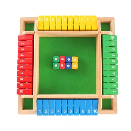 SCBOY Shut The Box Jeux en Bois Jeu de dés Adéquation 2-4 Personnes Jeux de société en Bois Fête de Famille Jeu de Table pour Enfants et Adultes