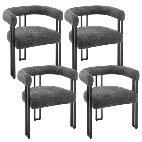 WOLTU Lot de 4 Chaises de Salle à Manger, Chaise Cuisine en Chenille, Chaise Salon avec Pieds en Métal, Fauteuil Chambre, Siège Rembourré, Chaise Moderne, Gris Foncé, EZS25dgr-4