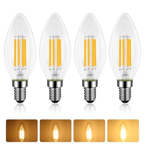 Ampoules E14 Bougie LED 4W, Dimmable, Équivalent Incandescente/Halogène 40W, Blanc Chaud 2700K, 400LM, AC 230V, C35 E14 Filament Vintage, pour Lustres, Plafonnier, Applique, Lot de 4