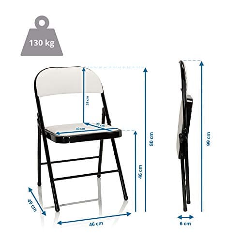 hjh OFFICE Chaise Pliante rembourrée en Cuir synthétique TUDELA Chaise Visiteur, Charge maximale 130 kg, Blanc 803001