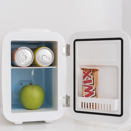Flamingueo Mini Frigo - Petit Frigo 4L, Mini Frigo de Chambre, Frigo 12V/220V, Fonction Chaud et Froid, Mini Frigo Skincare, Frigo Cosmetique