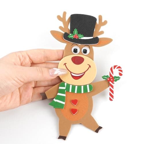 Kit Bricolage Noel Enfant, 12 Pièces Renne Suspendue de Noël, Activites Manuelles Enfants Noel, Autocollants en Mousse Pendentif Créatif DIY pour Décoration Arbres de Noël, Fenêtres
