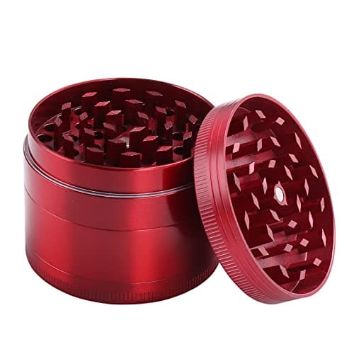 Kinstecks ​​2.1" Broyeur d'herbes Moulin à épices en Aluminium, 4 pièces, avec grattoir à Pollen, idéal pour Le Fin Gourmet Qui Recherche l'excellence culinaire-rouge