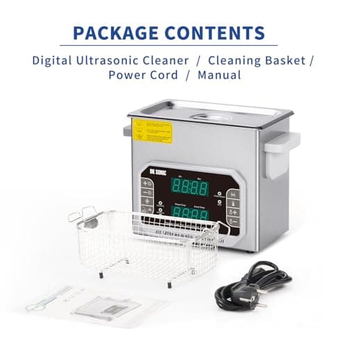 DK SONIC professionnel Nettoyeur à ultrasons Nettoyeur sonique 3L avec chauffage et panier pour prothèse dentaire, petites pièces métalliques, disque, circuit imprimé, outils de laboratoire, etc.