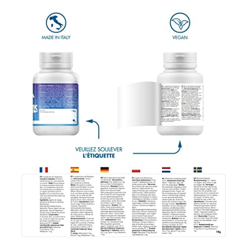Melatonine 1,9 mg Fort [Facile à Avaler] Mélatonine Hautement Biodisponible pour Sommeil Adulte avec Adénosine Glycine - Cachet pour Dormir - Melatonin 180 Comprimés sans Gluten/Lactose