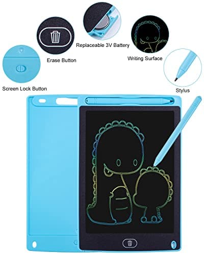Lot 2 Table Tablette Dessin Enfants,8.5 Pouces Tablette Dessin LCD Magique,Doodle Pad avec Bouton D'effacement,Jouets pour Filles Garçons Bleu+Rose