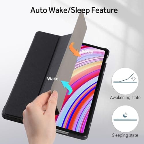 Hianjoo Étui Coque Compatible pour Xiaomi Redmi Pad Pro/Poco Pad 12.1", Ultra Slim PU Housse Cover de Protection avec Fonction Veille/Réveil Automatique Compatible pour Redmi Pad Pro, Noir