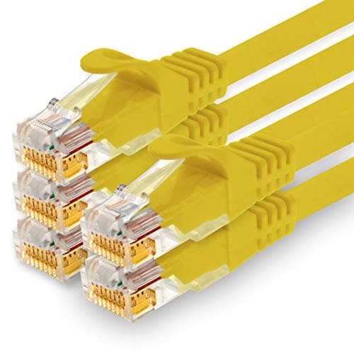 1CONN - Câble réseau de 0,5 m, câble Ethernet, Lan et patch pour une vitesse Internet maximale et connecte tous les appareils avec prise RJ 45 jaune - 5 pièces