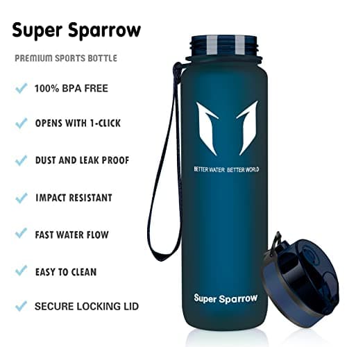 Super Sparrow Bouteille d'eau - Gourde - 1000ml - sans BPA - Convient pour Le Sport, la randonnée, l'école, Le Bureau, en Plein air