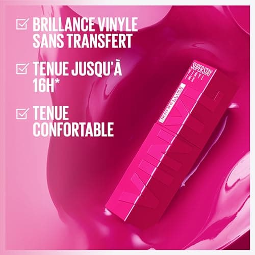 Maybelline New-York - Rouge à Lèvres Liquide - Effet Vinyl Brillant - Longue Tenue - SuperStay Vinyl Ink Pink - Teinte : Sultry (160)