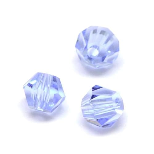 Preciosa Lot de 40 perles tchèques, en cristal de Bohême, 4 mm, double cône, en verre taillé, bicône, bleu clair