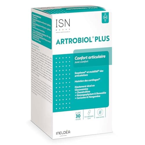 ISN - Ineldea Santé Naturelle Artrobiol Plus – Complément alimentaire à base de Glucosamine, Chondroïtine, Harpagophytum - Souplesse des Articulations - Maintien du Cartilage & Ossature - 120 Gélules
