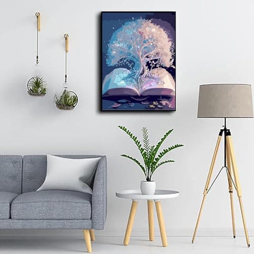 feelive Peinture par Numéro pour Adulte, Arbres Kit de Peinture à l'huile sur Toile Bricolage pour Enfant Débutants Avec Pinceau Pigment Acrylique 30x40cm