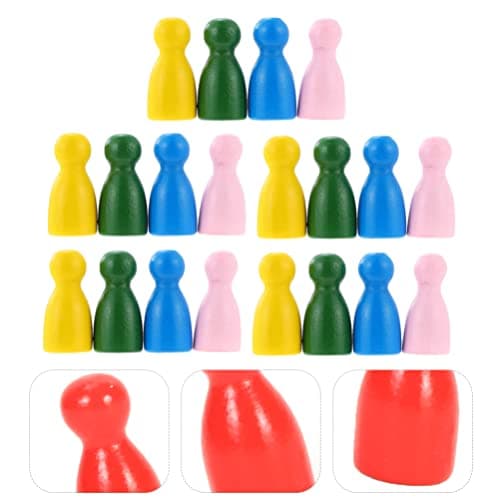 Toddmomy 32 Pièces Pièces De Jeu De Société Pièces D'échecs De Pion en Bois Multicolores Composants Marquages ​​De Table pour Jeux De Société Pièces De Table De Pion Assorties Pièces De