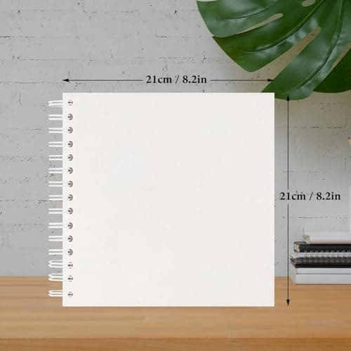 JAECU Album Photo Spirale Scrapbook 21x21cm, DIY Scrapbooking Album 40 Pages, Livre D'or pour Voyage Mariage Anniversaire Cadeaux pour Bebe Enfant Couple (Blanc)