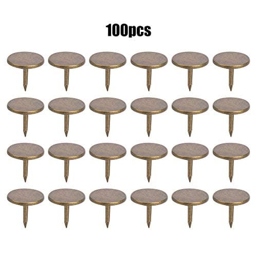 100 Clous d'Ameublement, Tête Plate, Kit d'Assortiment de Broches à Dessin, Clous de Meubles, Fournitures d'Art en Fer, Accessoires pour Décoration de Canapé de Porte - Bronze Cyan(11 x 11MM)